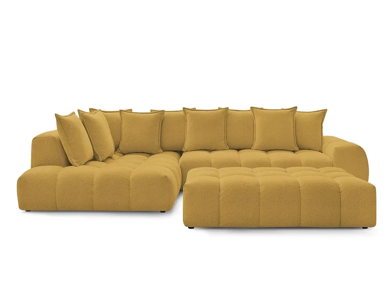 Ecksofa mit Hocker BOBOCHIC EVEREST Stoff chiniert gelb