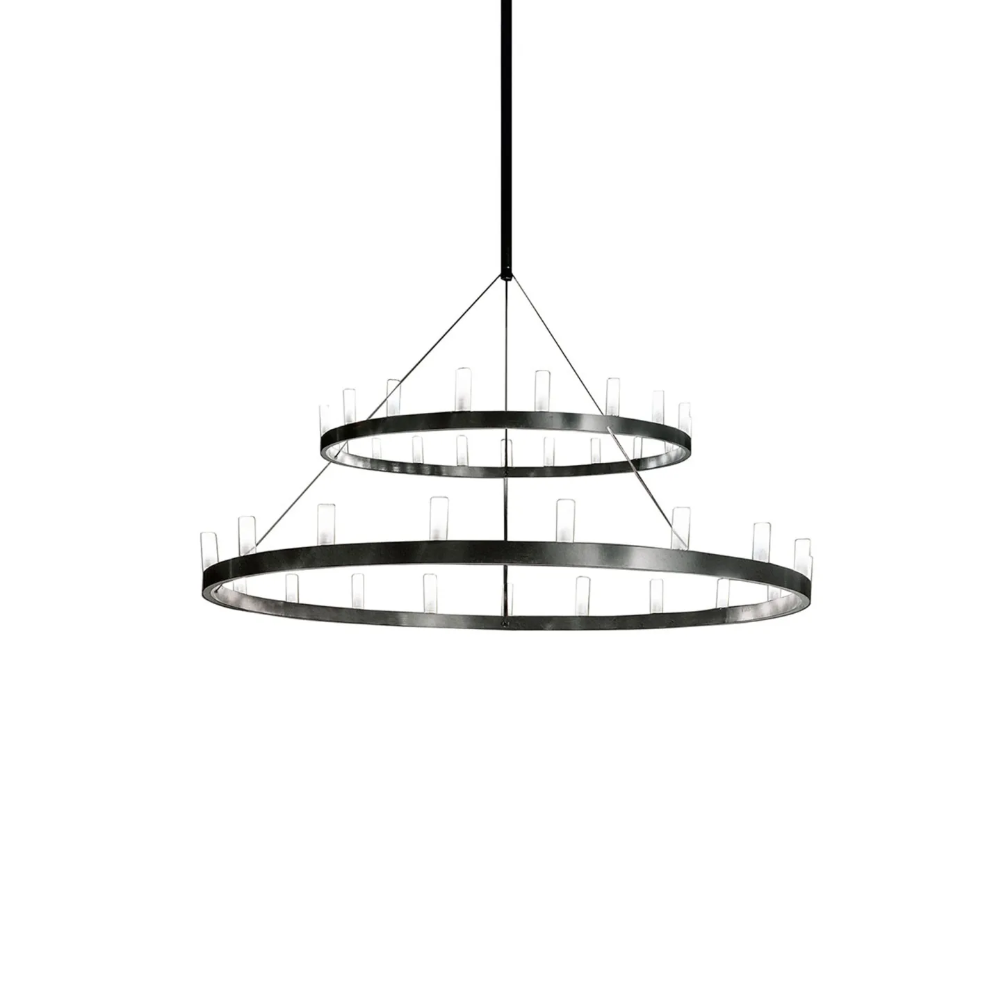 FontanaArte - Chandelier Double Suspension Lamp Large Black - Takkronor - David Chipperfield - Svart