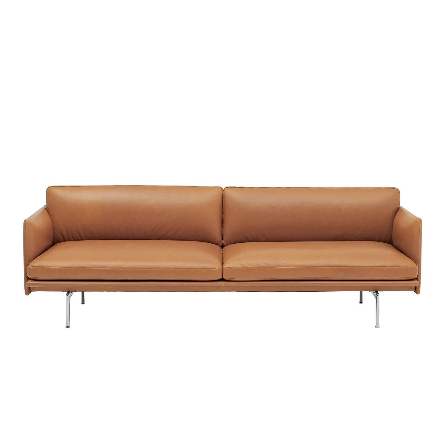 Muuto - Outline 3-Seater / Polished Aluminium Base Refine Cognac - Soffor - Anderssen & Voll - Brun