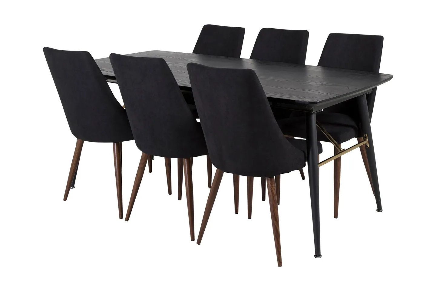 Irunea Förlängningsbar Matgrupp 180cm inkl 6 Campomar Stolar - Svart/Brun