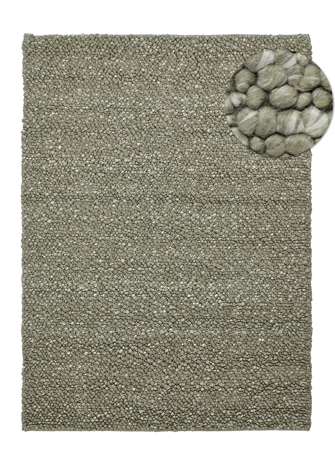 Ullteppe - Sala Irregular Wool Bubble (mosegrønn/hvit melert) (Størrelse: 240 x 340 cm)