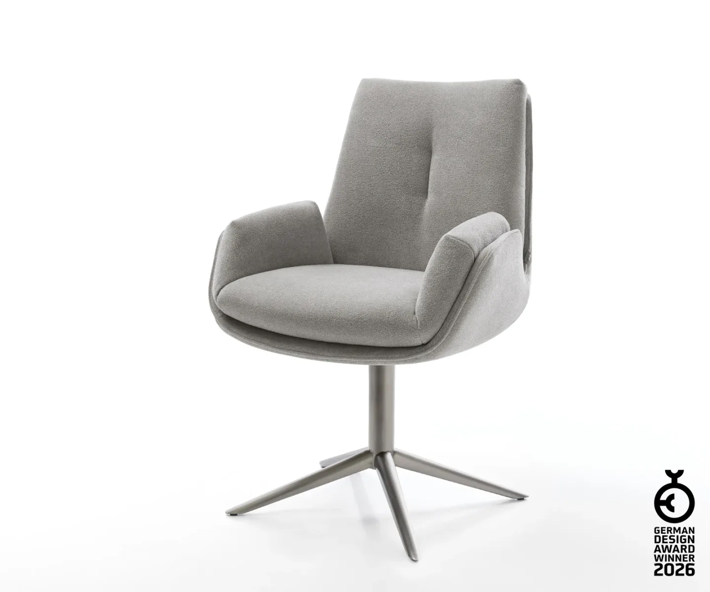 Drehstuhl Clea-Flex Strukturstoff Soft Grau Fußkreuz Graphit 360° drehbar Wippfunktion