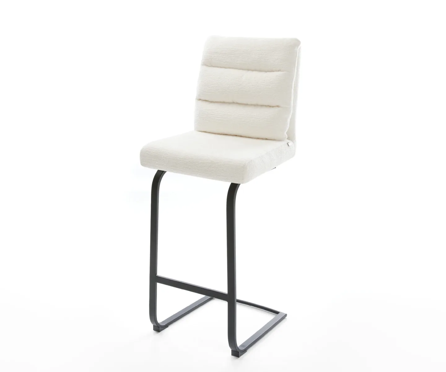 Barstuhl Pela-Flex Bouclé Soft Beige Freischwinger Flach Metall Schwarz