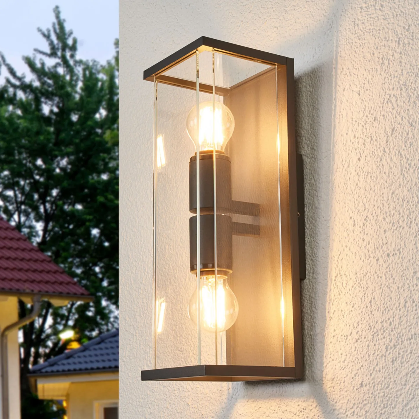 Annalea Up/Down Außenwandleuchte IP54 Dark Grey - Lucande - Terrasse - Modern - Metall - Eckig