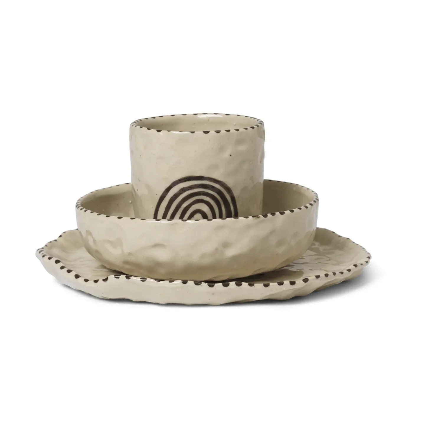 Ferm Living Naive Kindergeschirr-Set 3-teilig Red brown