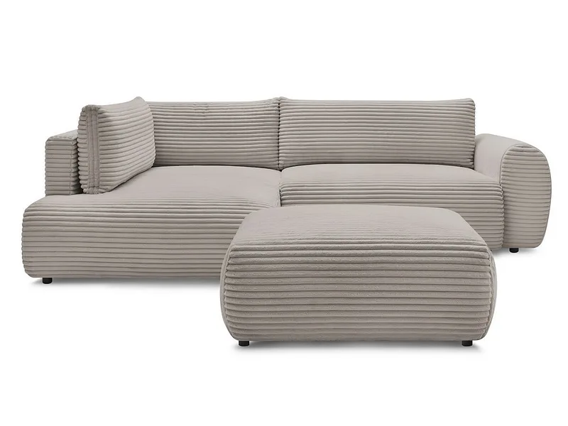 Ecksofa mit Hocker BOBOCHIC LUCIEN Cord-Stoff taupe