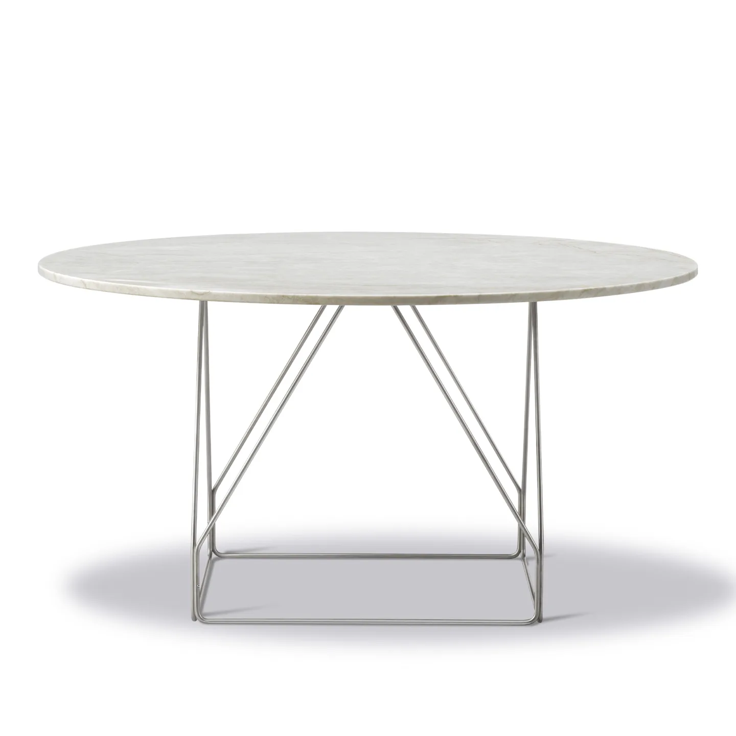 Fredericia Furniture - JG Table - Ø140 cm - Ivory Quartzite - Brushed stainless steel - Matbord - Jørgen Gammelgaard