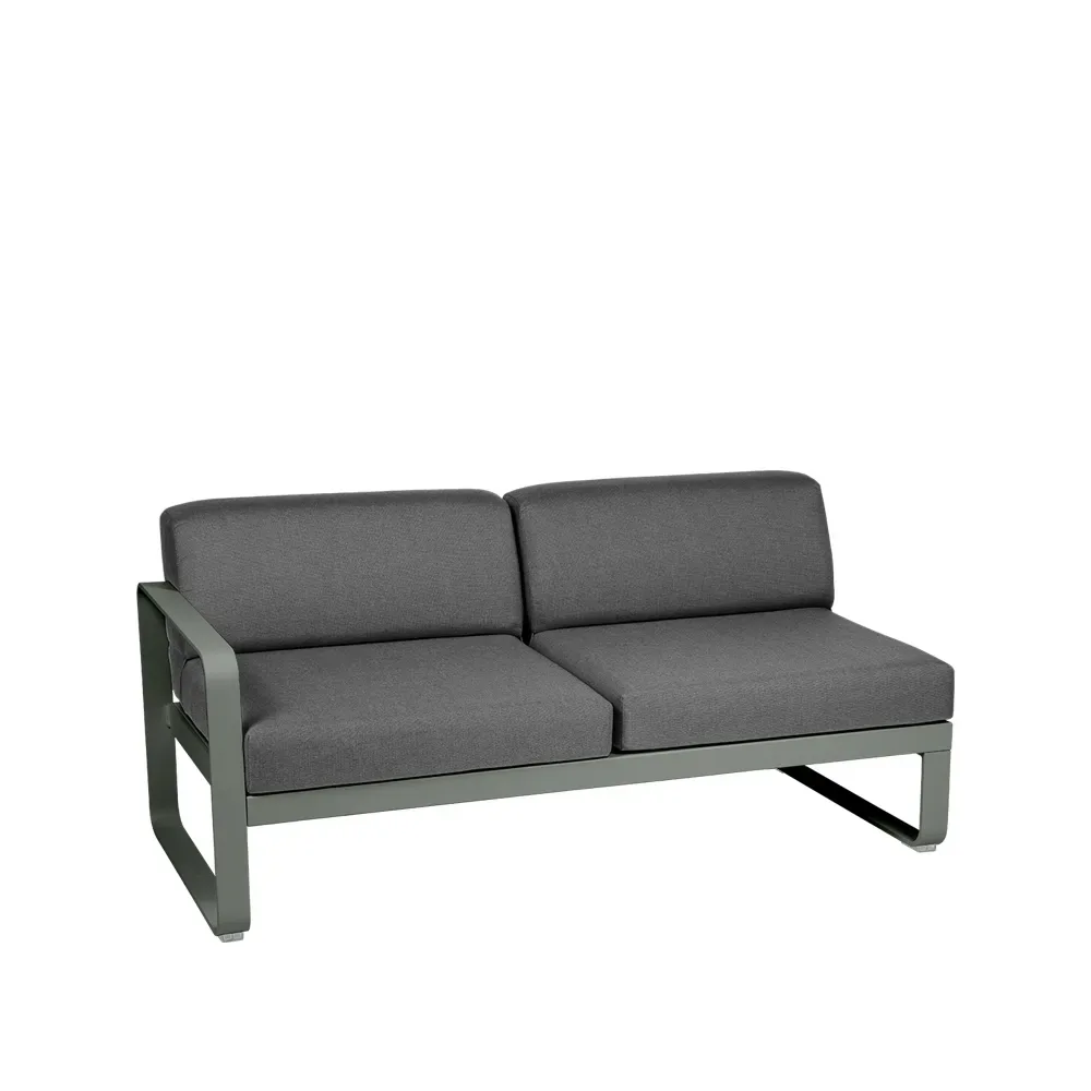 Fermob Bellevie Left modulsoffa 2-sits Rosemary (grön), graphite grey dyna