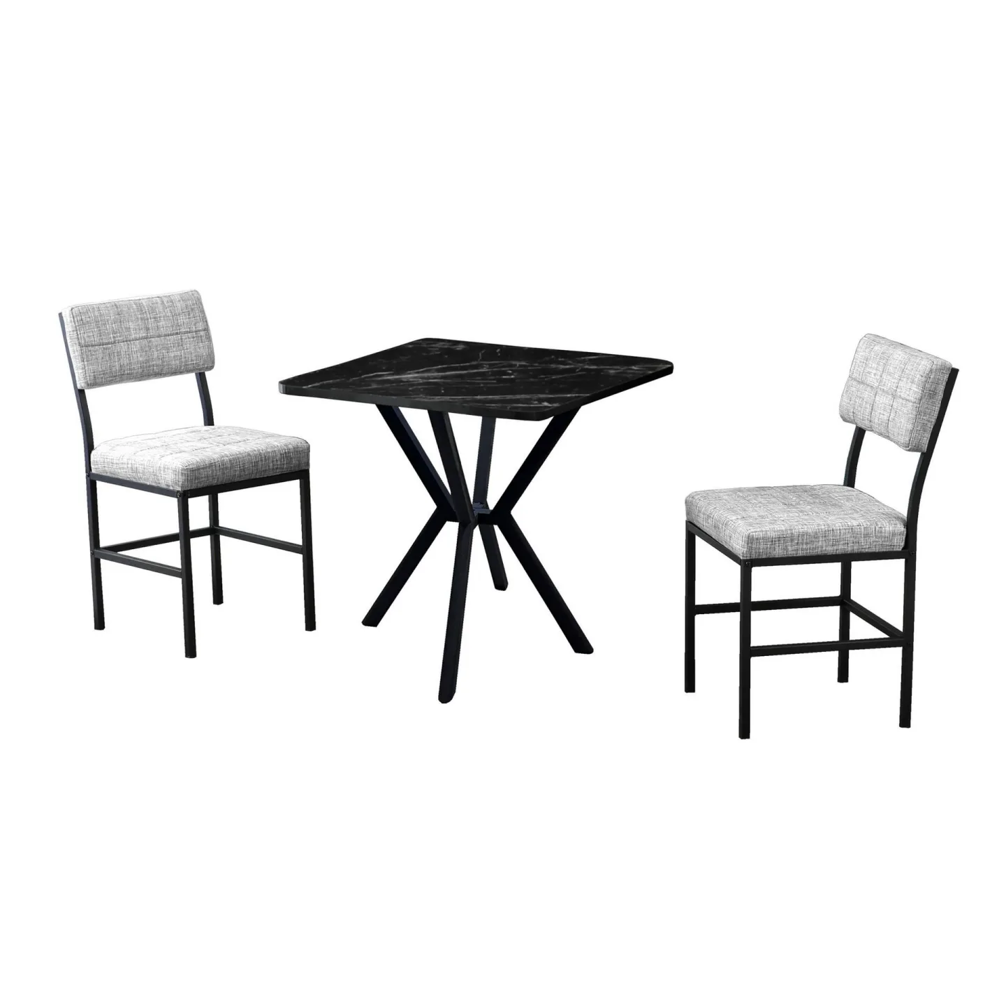 Stedum Matgrupp Bord 70 cm + 2 Stolar - Grå Och Svart