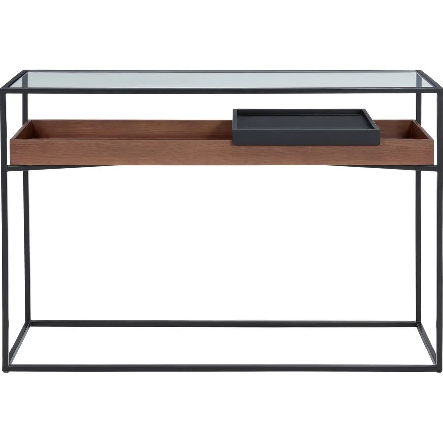 Konsole Portland schwarz Stah/MDF/Glas B 120 H 81 cm