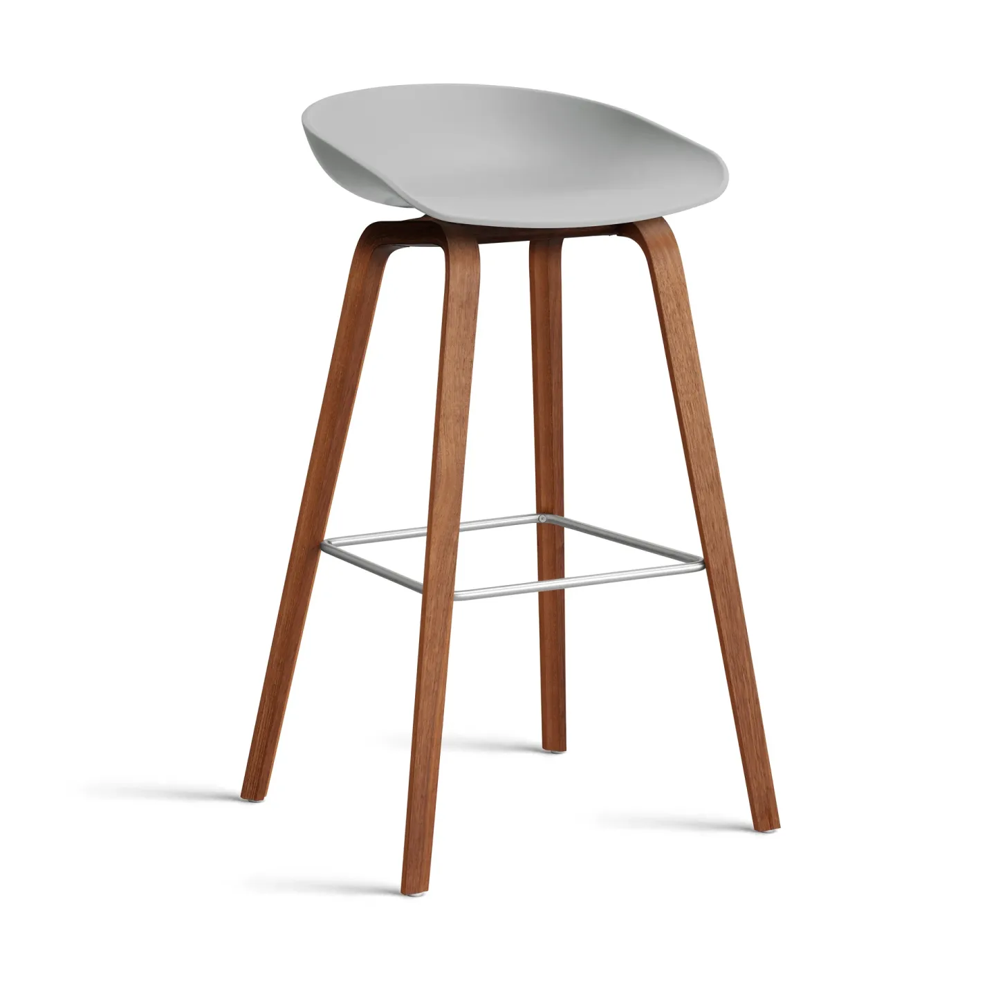HAY About a Stool 32 High Barhocker Walnussgestell 2.0 Concrete grey-Edelstahlstütze