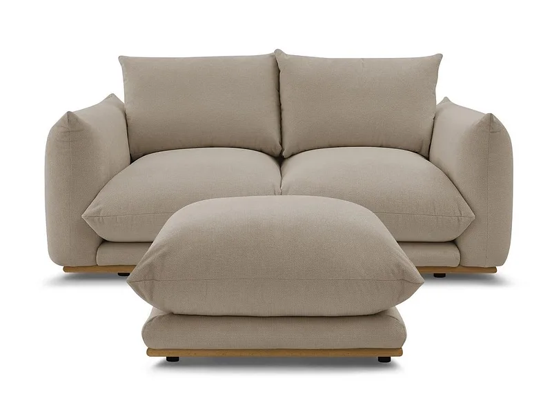 2er Sofa mit Hocker BOBOCHIC ERNEST Stoff taupe