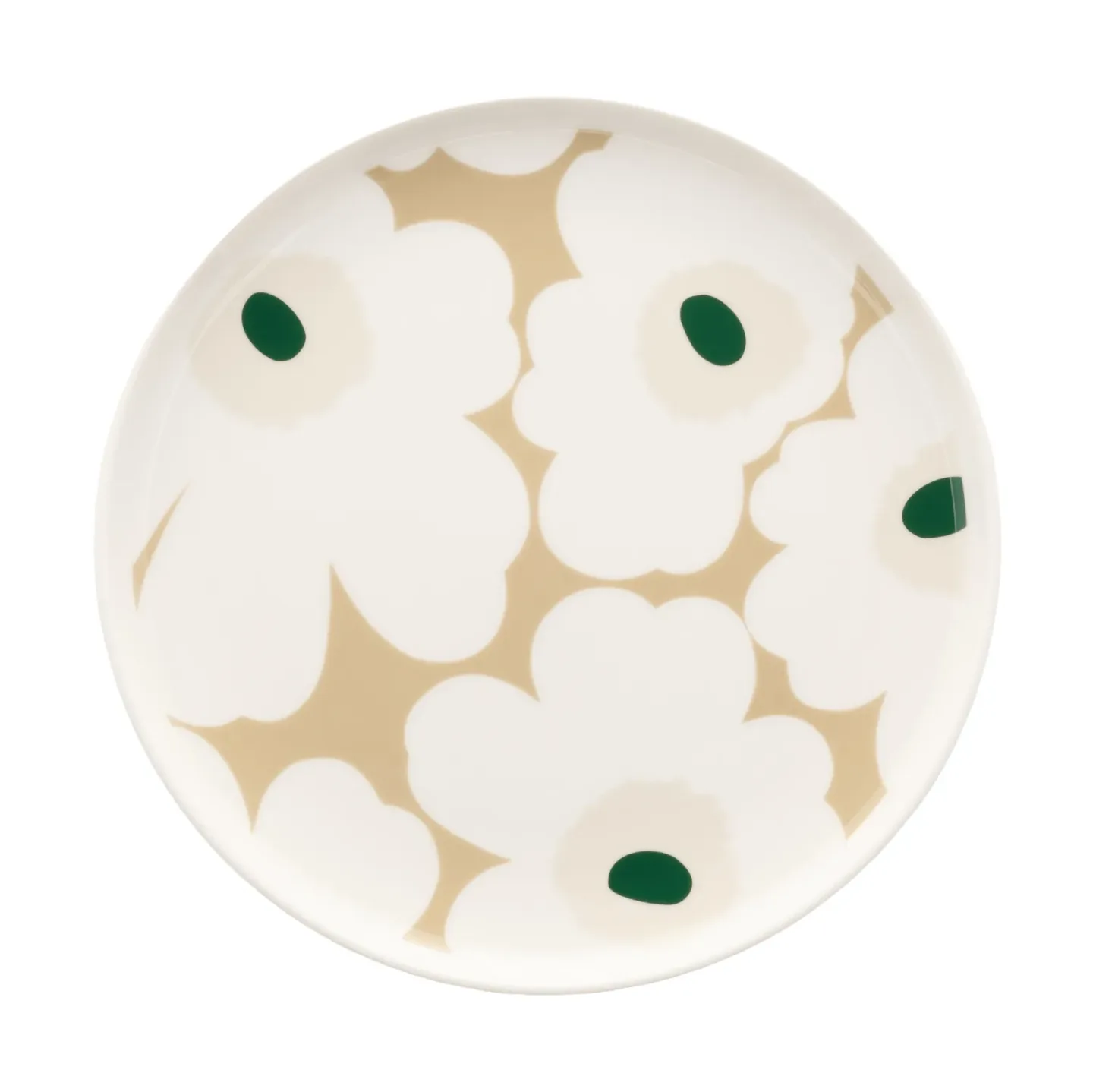 Marimekko Unikko Teller Ø20cm White-beige-light sand-dark green