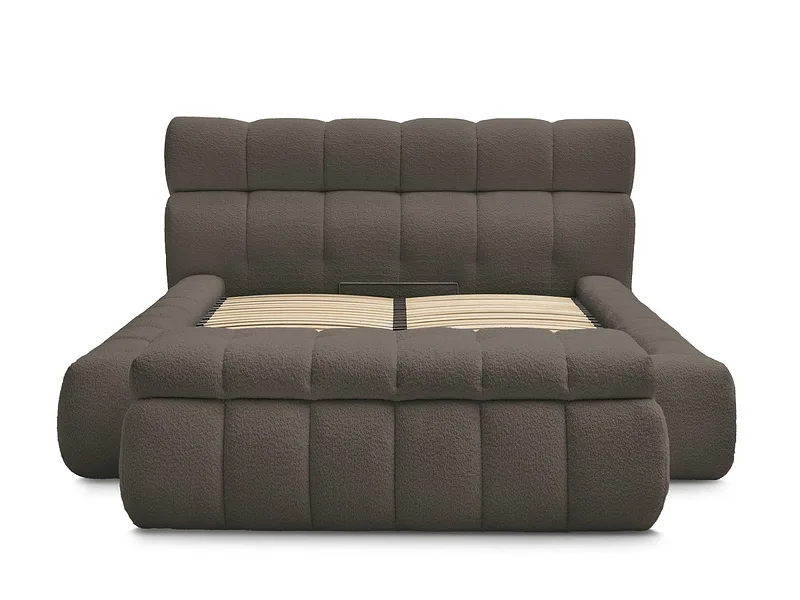 Kastenbett mit Bettkasten BOBOCHIC MONT-BLANC 160x200cm boucle-stoff rotbraun
