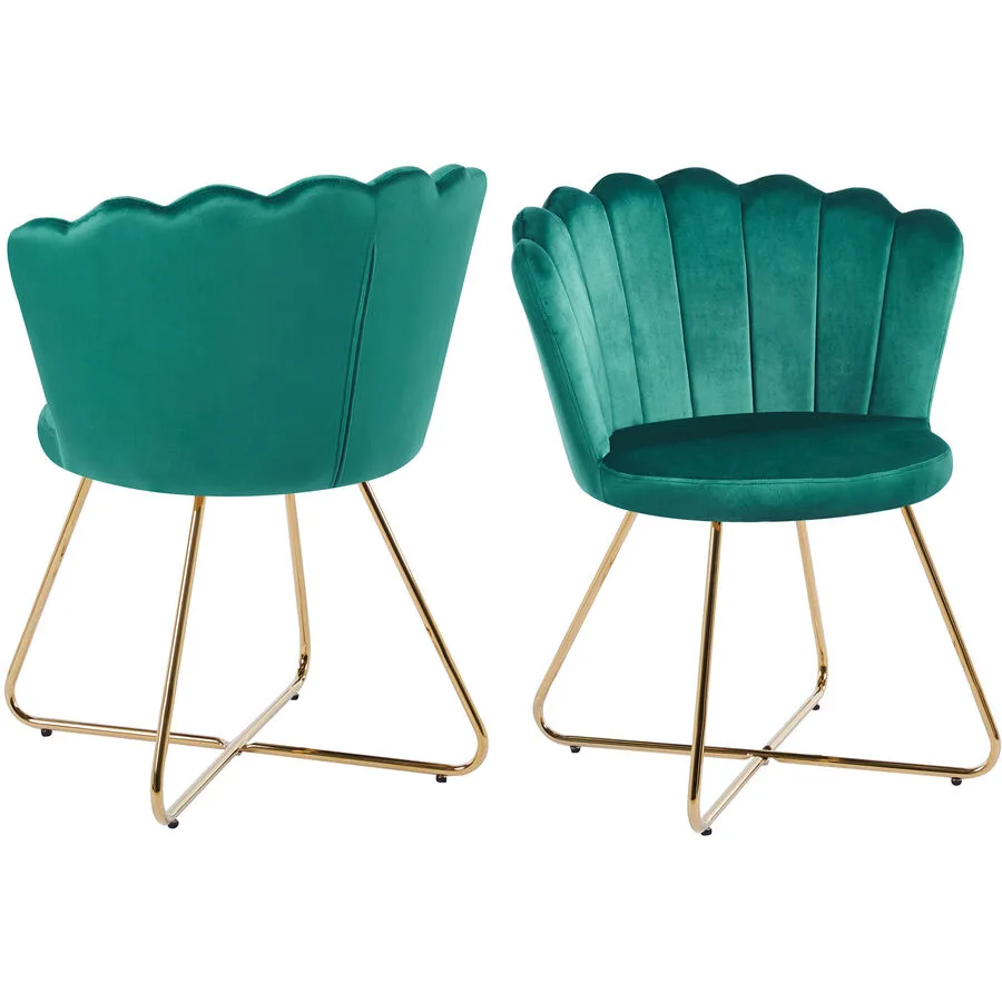Stuhl 2er-Set Clam grün Samt