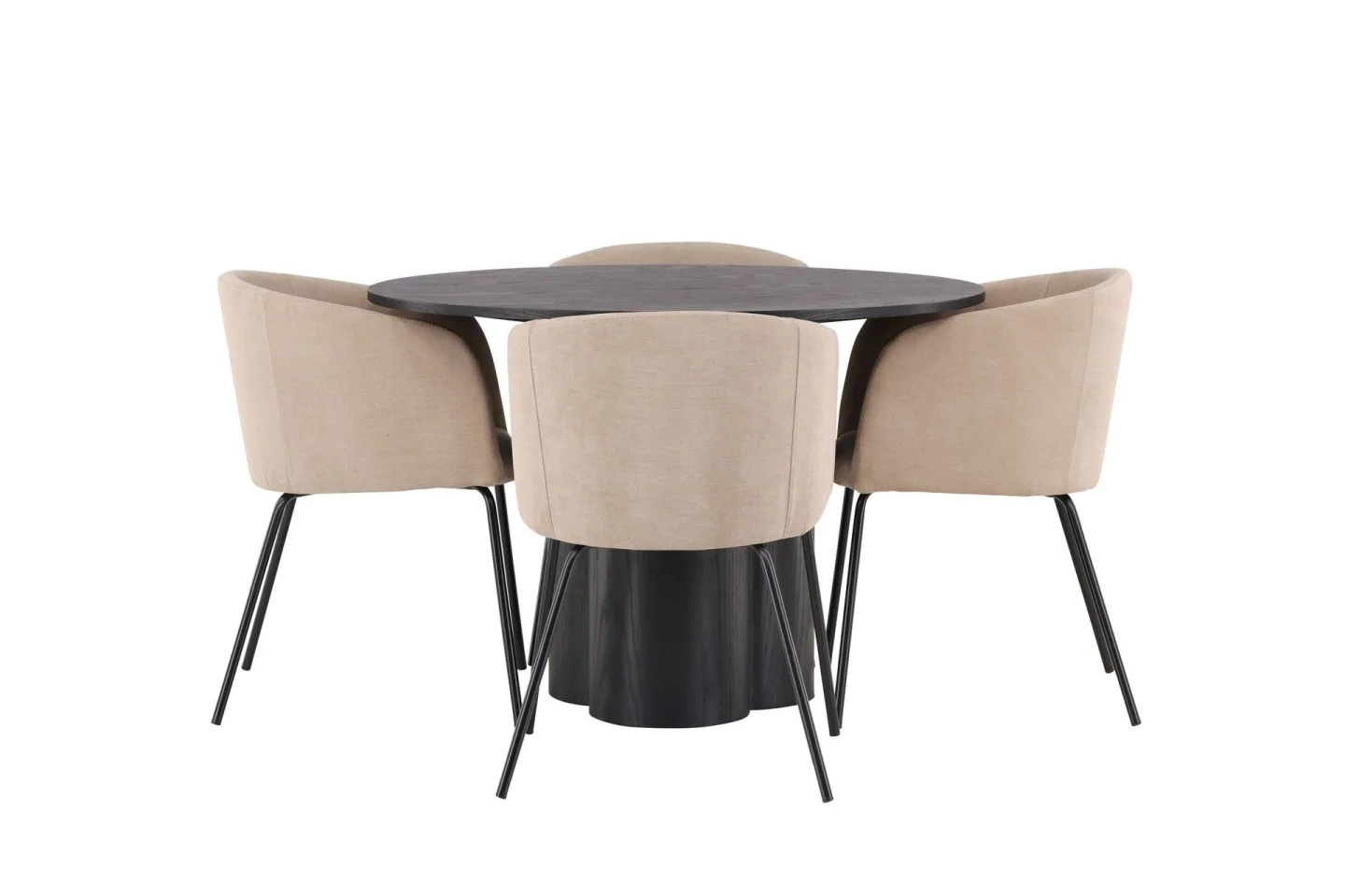 Olivia Matgrupp 110 cm Rund med 4 Berit Stolar - Beige