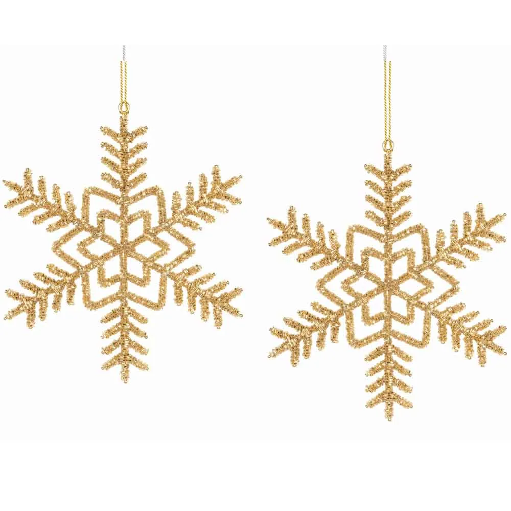 Stora Snöflingor Metall set om 2 st Guld