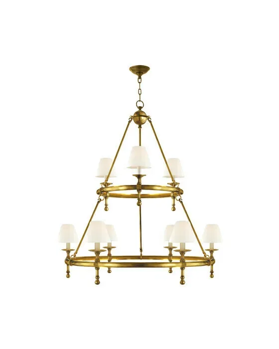 Two-Tier Ring Chandelier Antique Brass