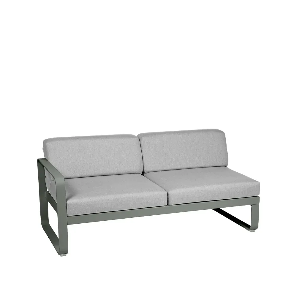 Fermob Bellevie Left modulsoffa 2-sits Rosemary (grön), flannel grey dyna