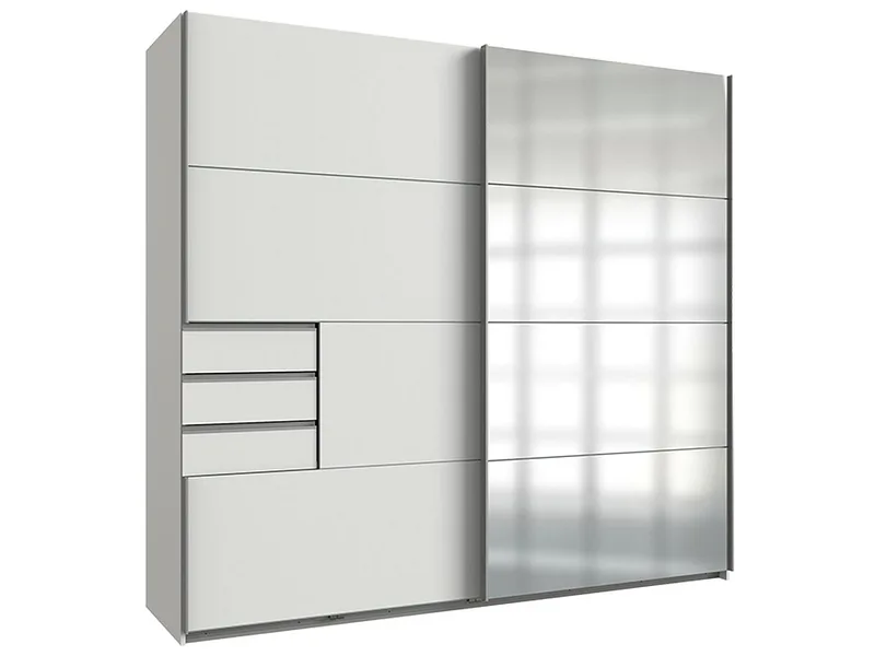 Schwebetürenschrank ASCONA weiss 2 Türen 3 Schubladen