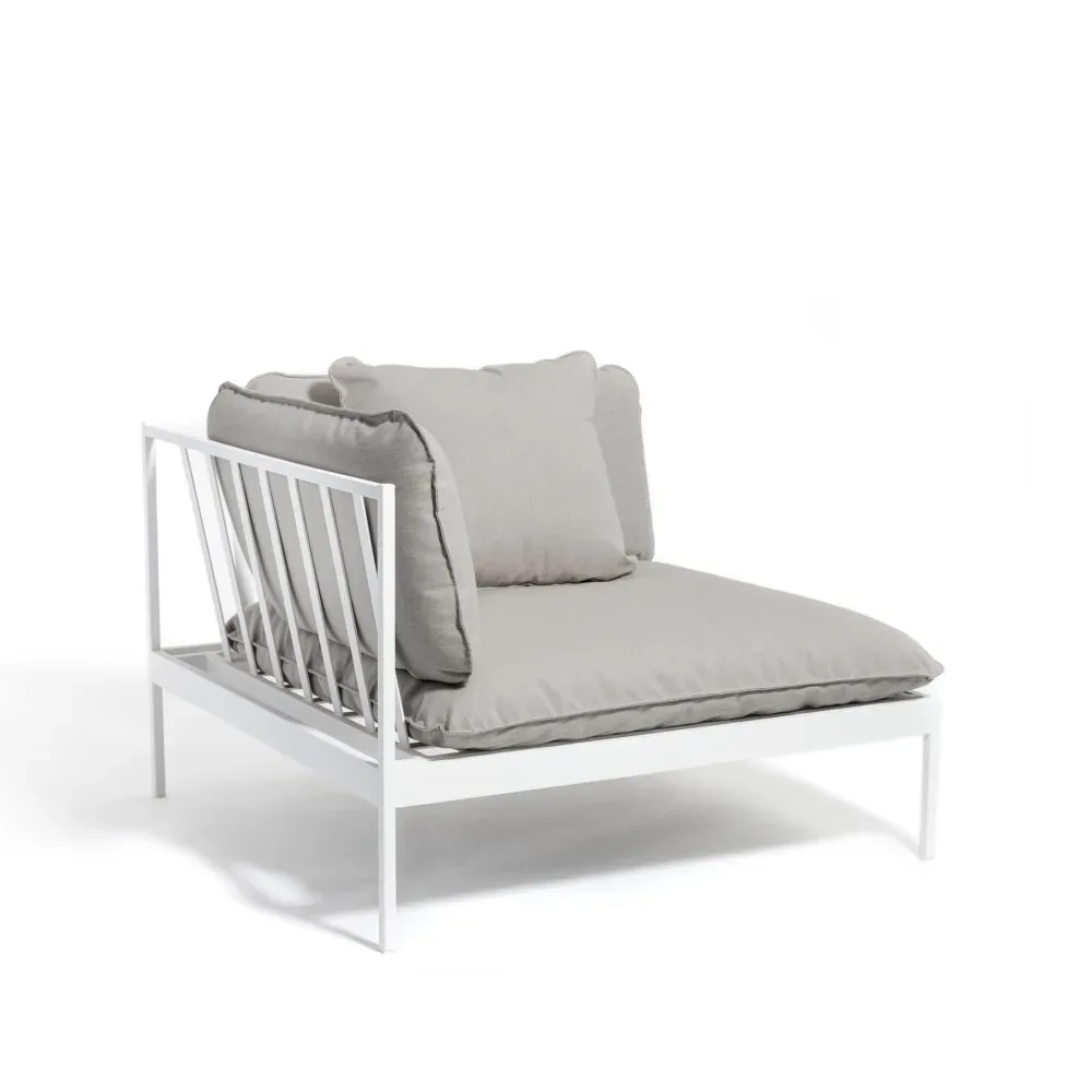 Skargaarden Bönan Modulsofa Sunbrella Sling light grey, Eckteil, hellgraues Aluminiumgestell