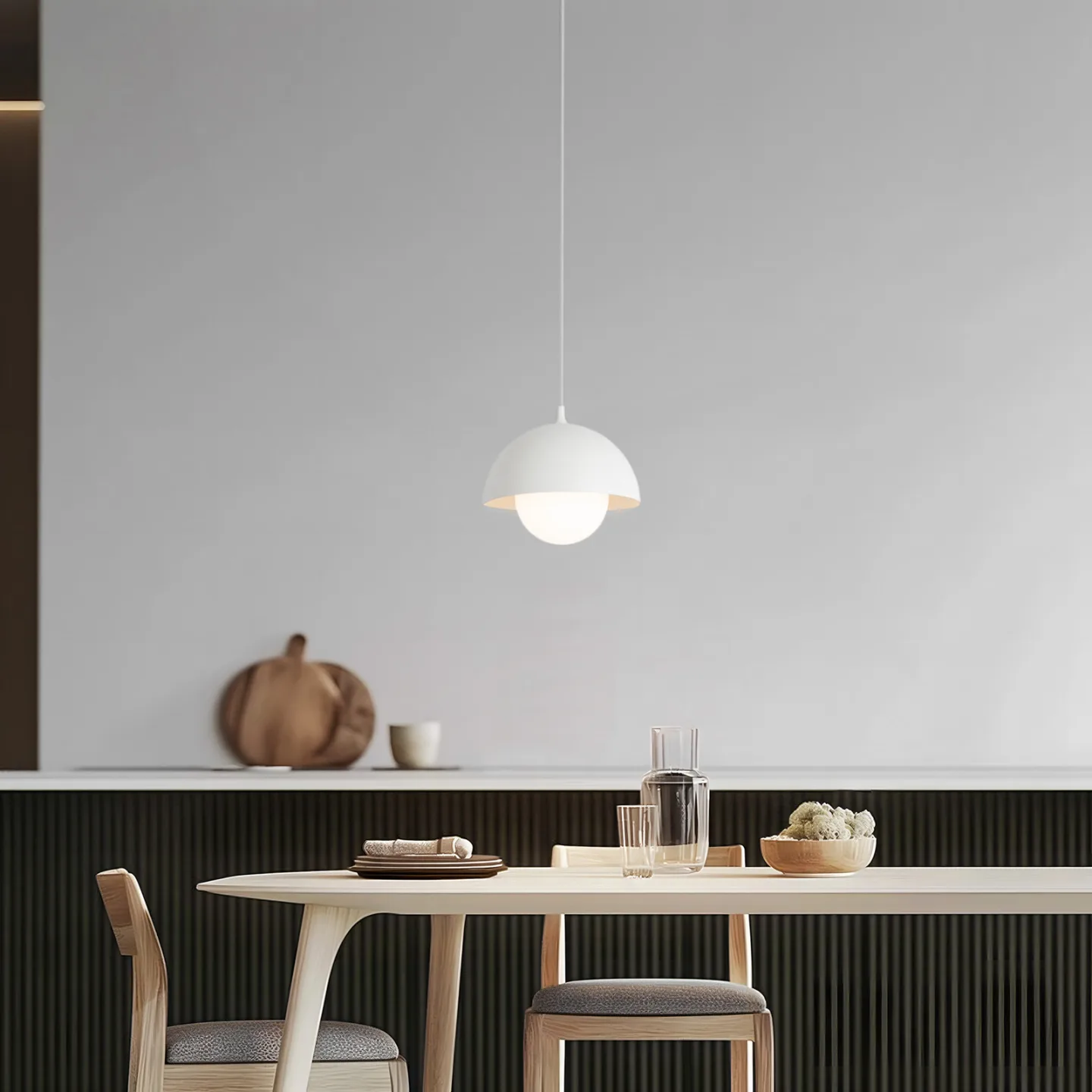 Hide Pendelleuchte, Ø 22 cm, weiß, E14, Alu/Glas - NOLA - Wohnzimmer - Skandinavisch - Aluminium - Einflammig