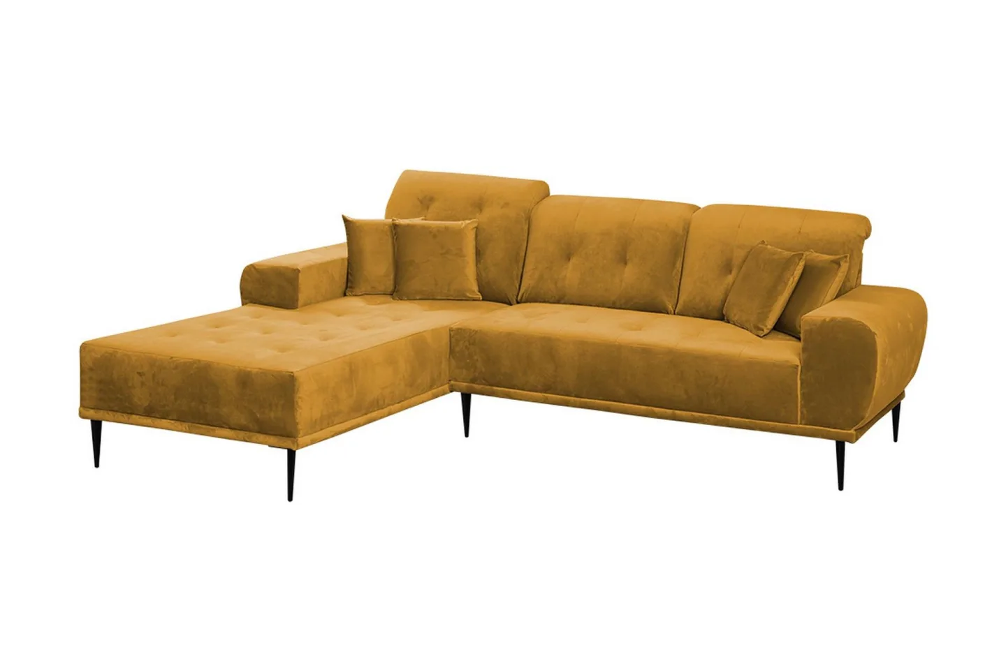 Rapale 3-sits Soffa med Divan Vänster med Kuddar - Sammet/Gul