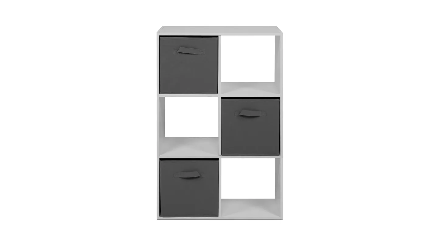 Standregal weiß 60 x 89 cm - mit 3 Faltboxen - ARVIKA