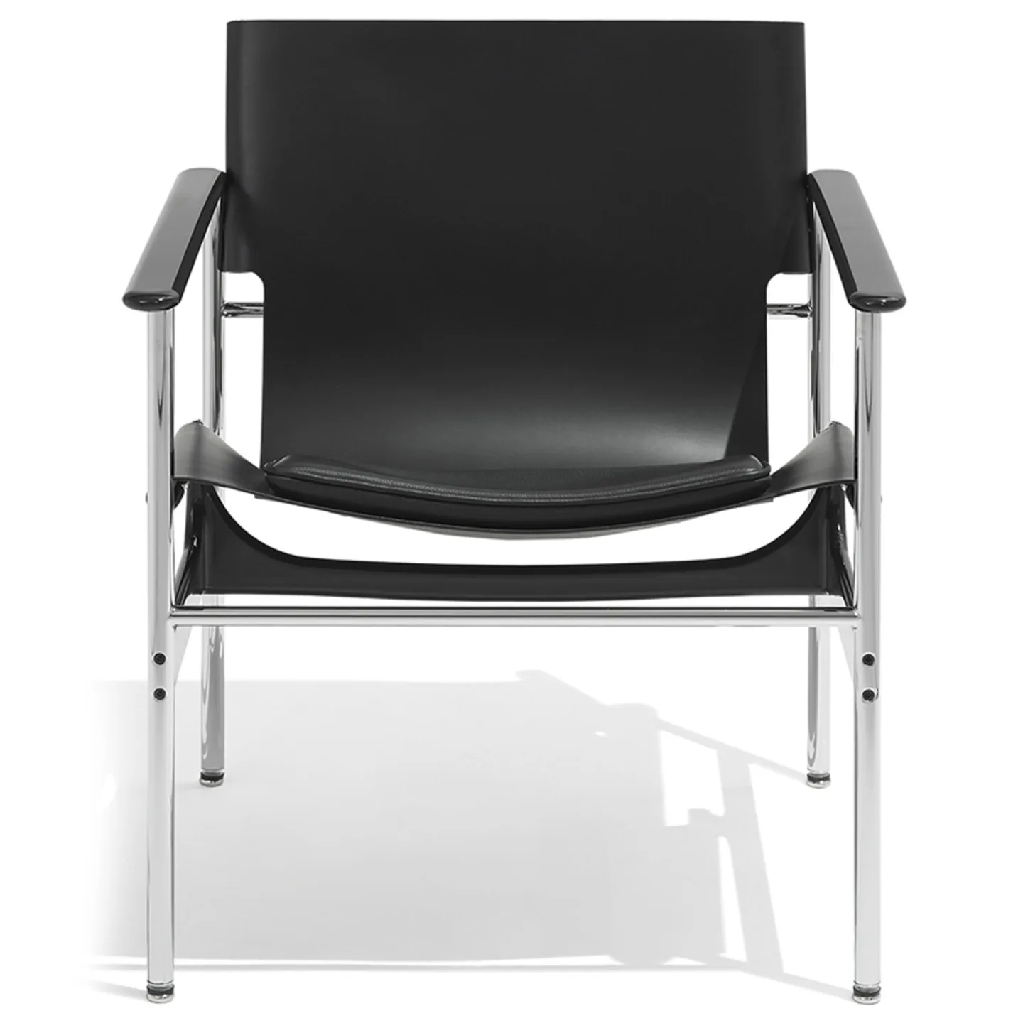 Knoll - The Pollock Armchair Cowhide leather, Velutto Pelle leather, chrome frame - Fåtöljer - Charles Pollock - Svart - Läder/Metall