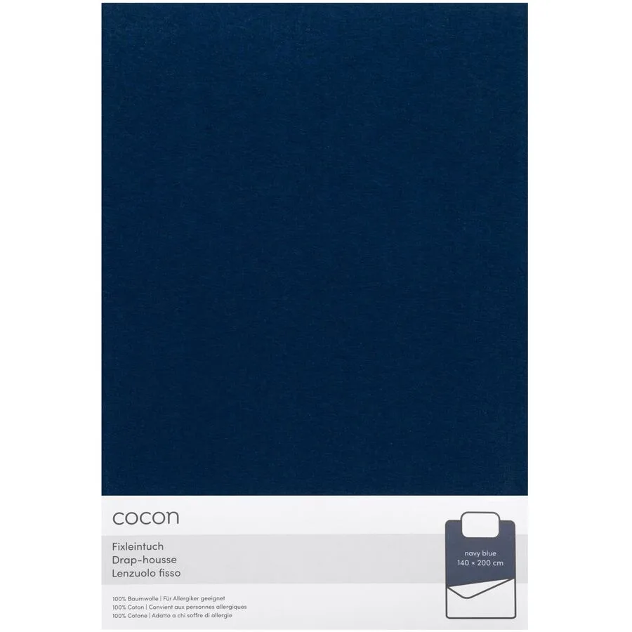 Fixleintuch COCON Marineblau Baumwolle 140 x 200 cm - Material: Jersey