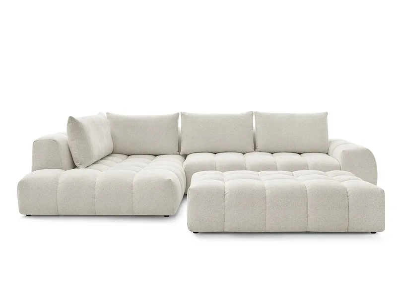 Ecksofa mit Hocker BOBOCHIC EVEREST Stoff chiniert weiss