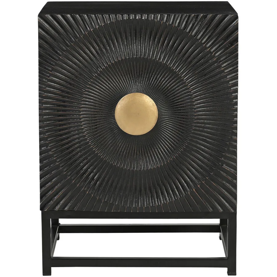Nachttisch Smooth Schwarz/Gold Holz 45 cm - Material: Mangoholz