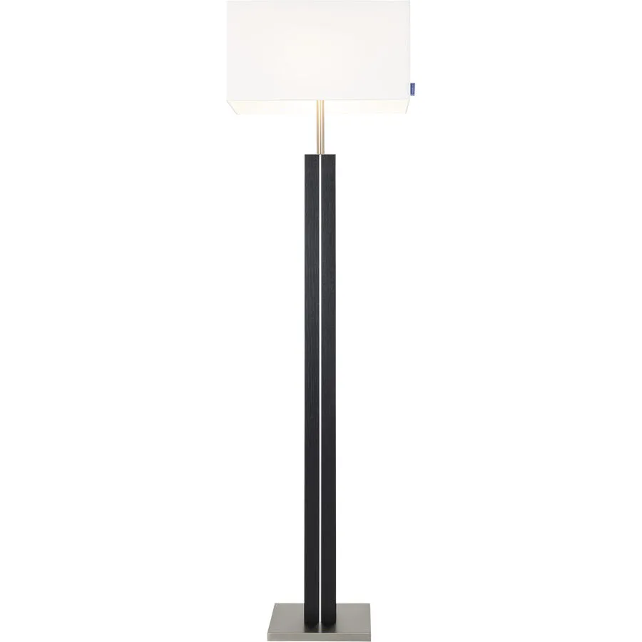 HERZBLUT Stehlampe Dana Q Schwarz/Weiss/Kupfer Metall/Holz 25 cm 160 cm - Material: Nickel/Holz massiv
