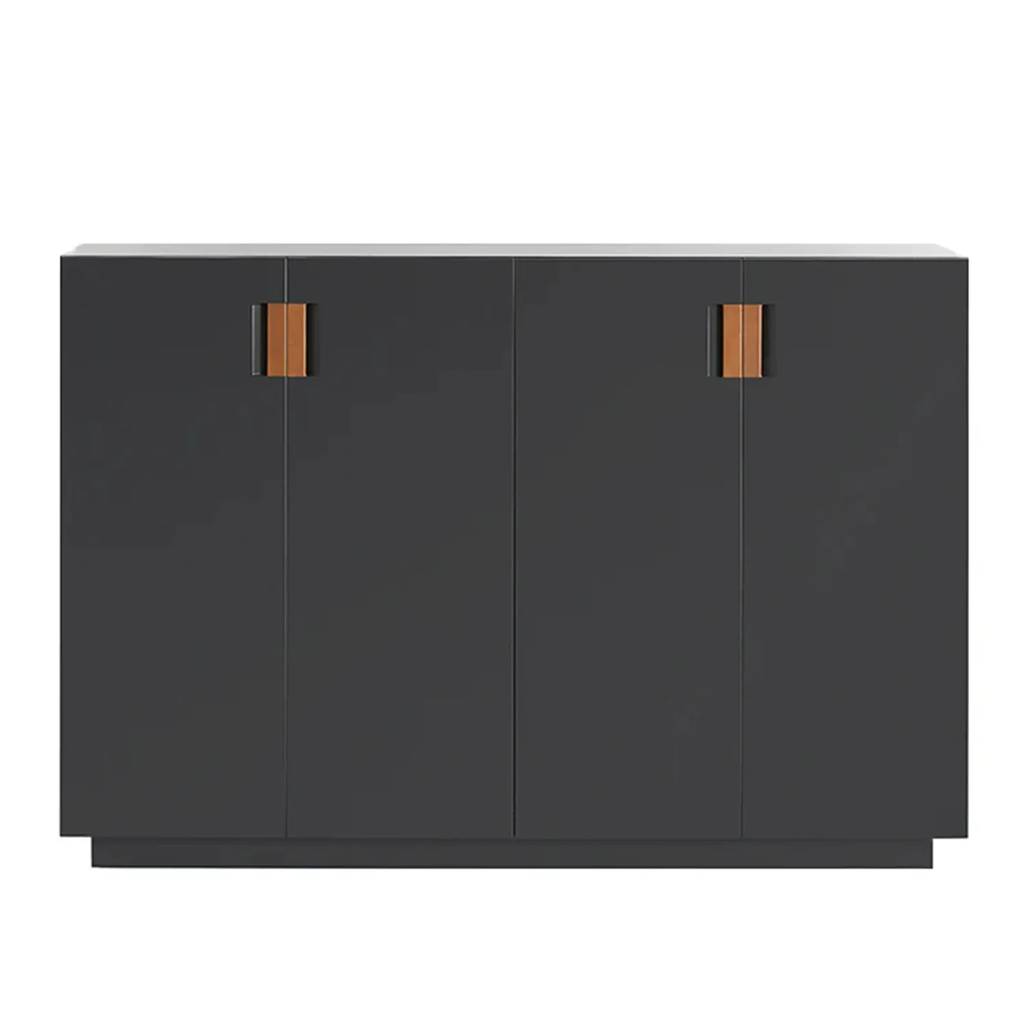 Asplund - Frame 160 Medium Covered Doors - Char Grey / Cognac Leather - Skåp och vitrinskåp - Anya Sebton & Eva Lilja Löwenhielm 2011 - Grå - Läder