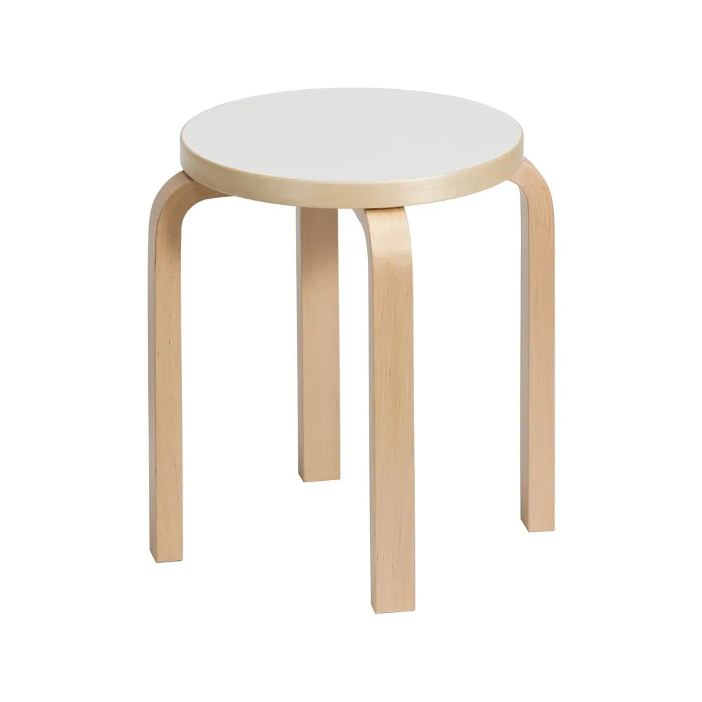 Artek Stool E60 pall 4 st ben Vit laminat-Björk