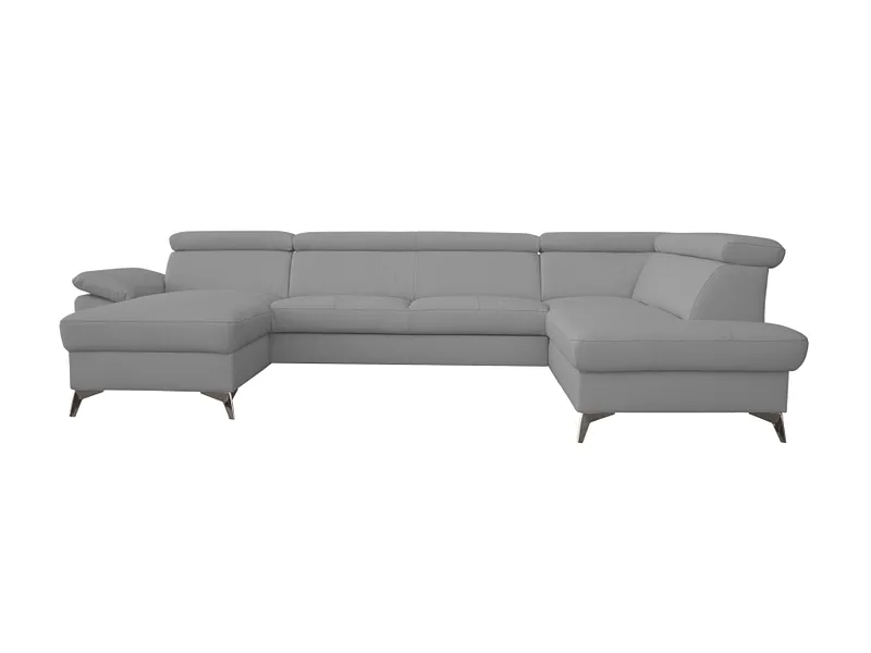 Ecksofa APOLLO Echtleder / Synthetisches Leder grau