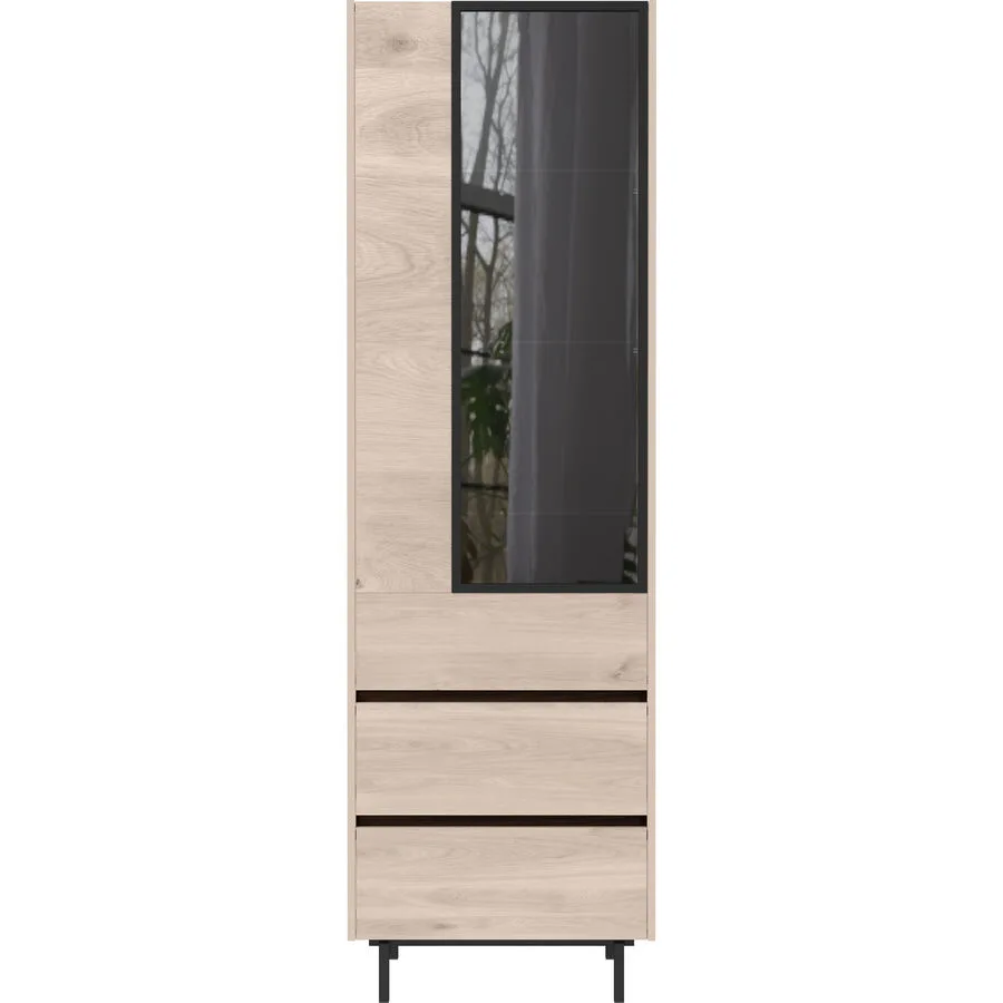 Vitrine Verena schwarz/Eiche Holzwerkstoff B 64 H 206 cm
