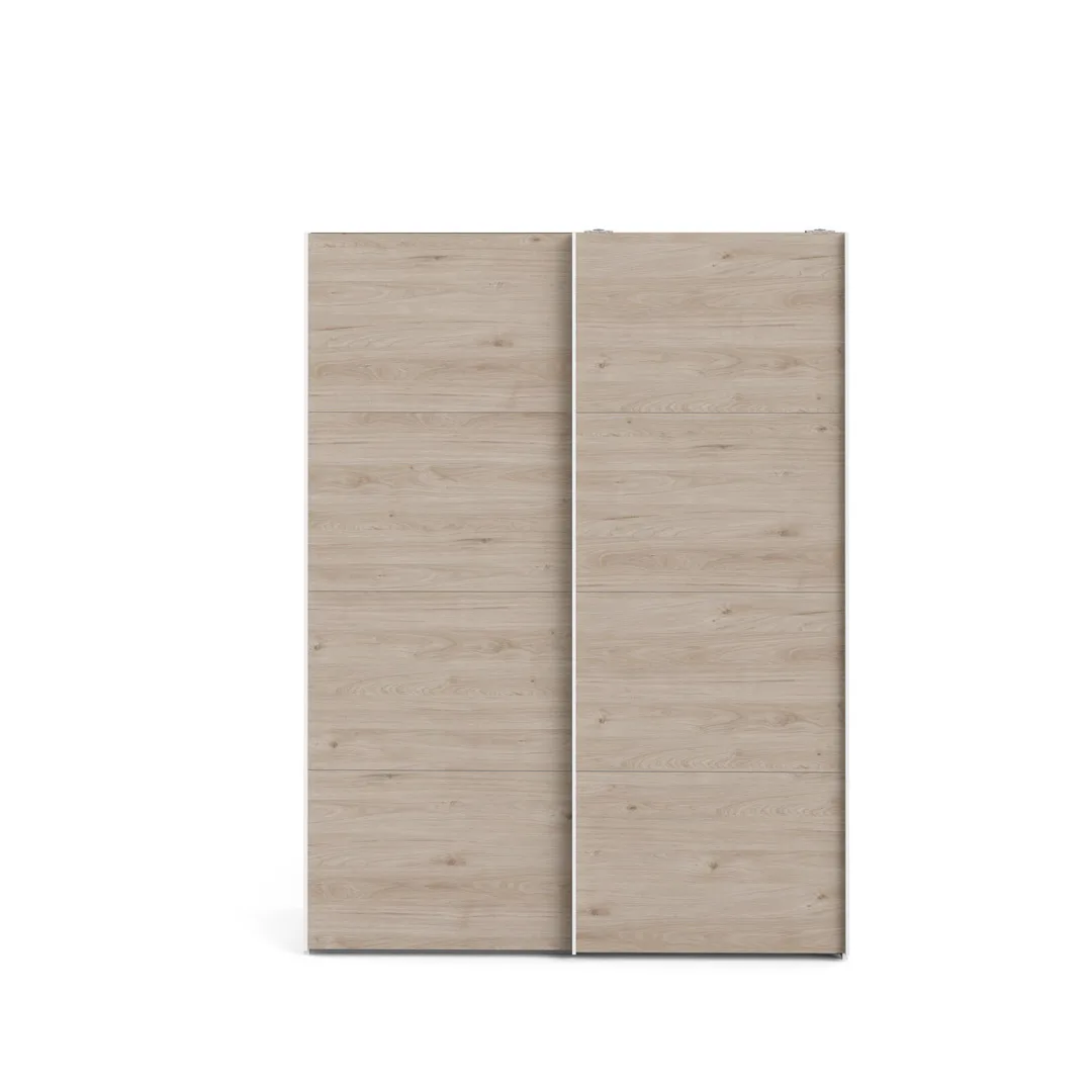Veto Schiebetürenschrank B150 cm 2 Türen Weiß- und Hickory-Dekor.