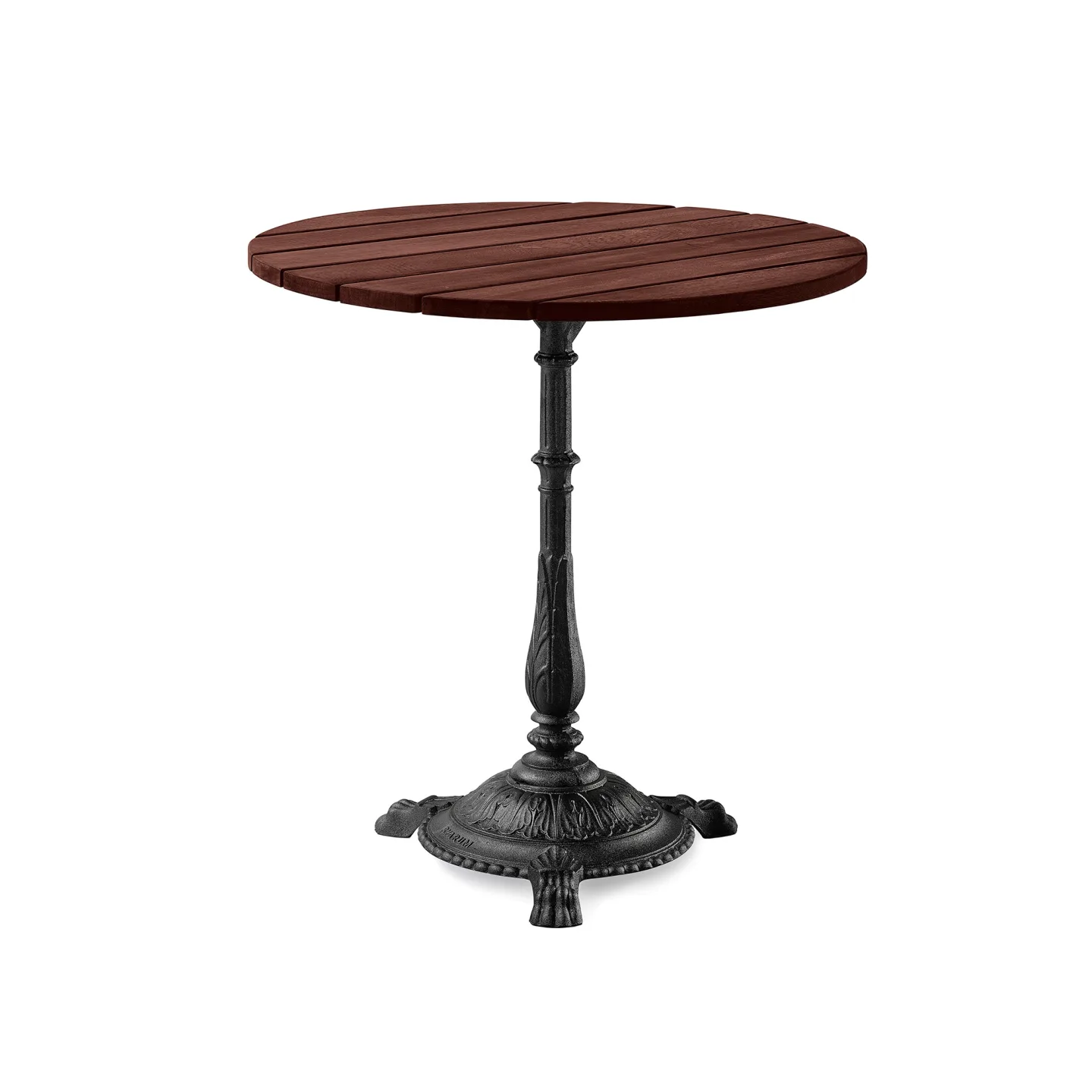 Byarums Bruk - Bord Classic Café Ø70cm 3-tass – Brunlaserad Furu/Svartlackerad Aluminium - Matbord utomhus - Svart - Metall/Trä