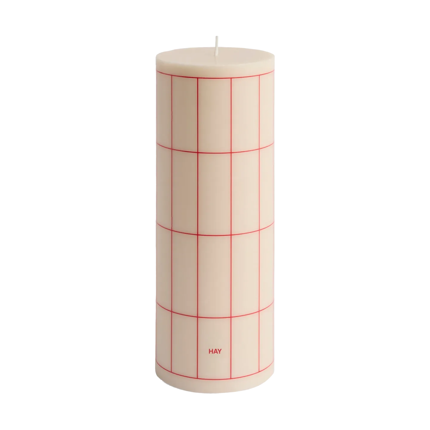 HAY Column Candle Blockkerze large 25 cm Off white-red grid check