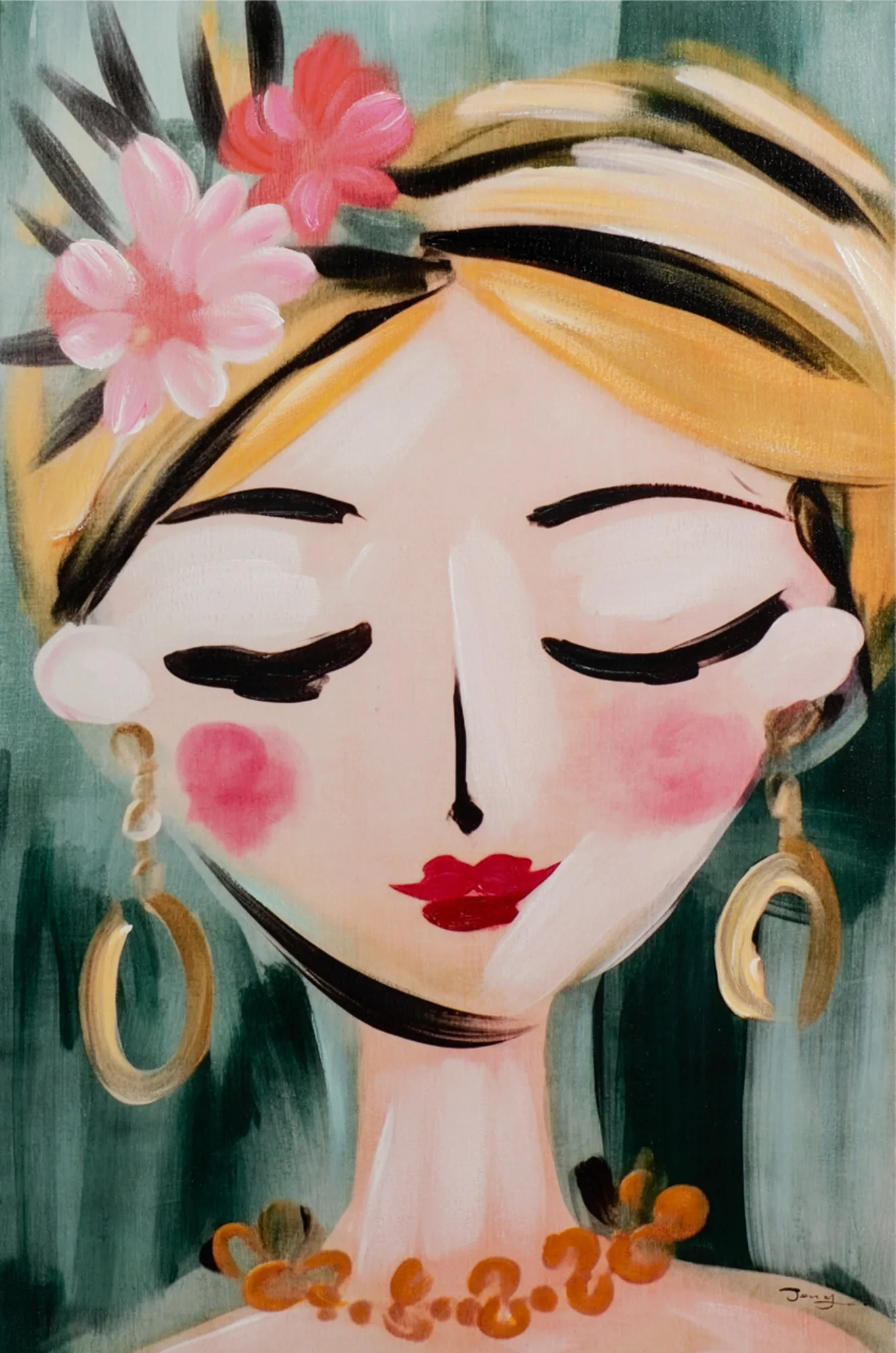 image LAND Gemälde Naive Painting Flower Girl | Schubiger Möbel