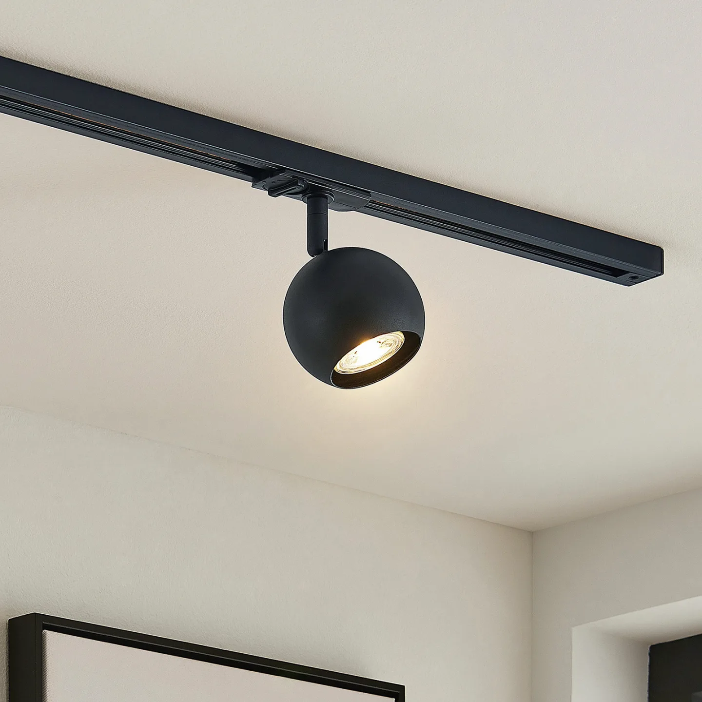 Linaro Round Schienenspot GU10 Schwarz - Lindby - Flurbereich - Modern - Metall - Einflammig