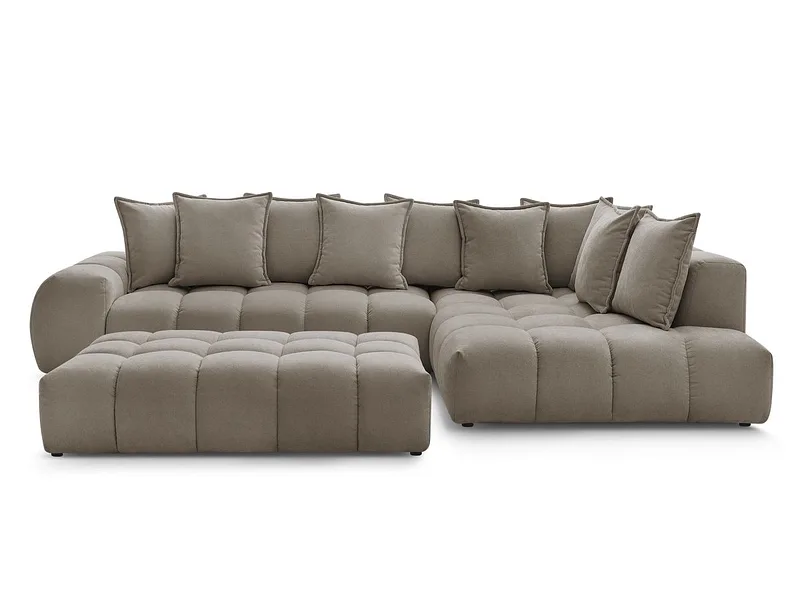 Ecksofa mit Hocker BOBOCHIC EVEREST Stoff mit Textur taupe