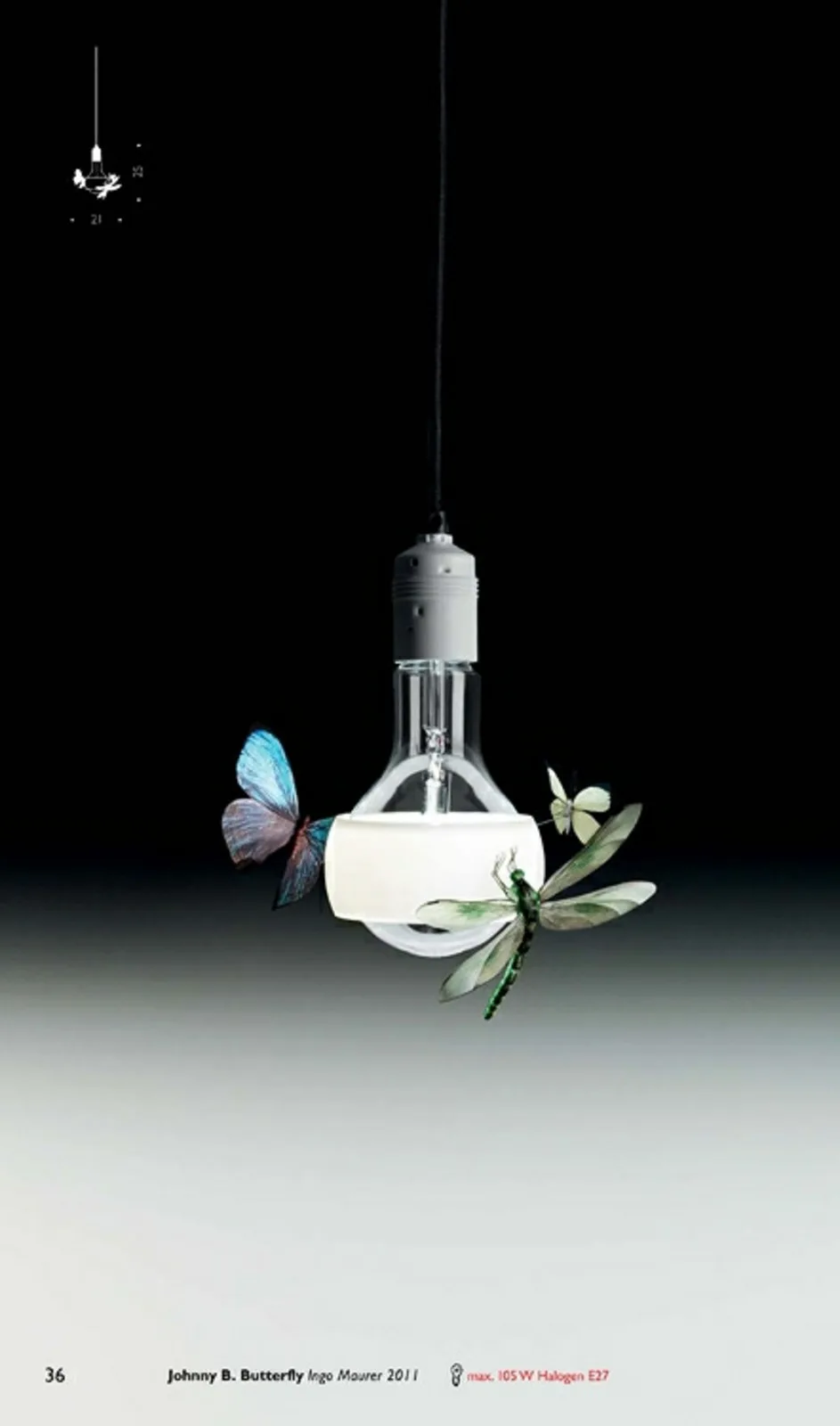 Johnny B. Butterfly Taklampa 170cm White - Ingo Maurer - Vardagsrum - Glas