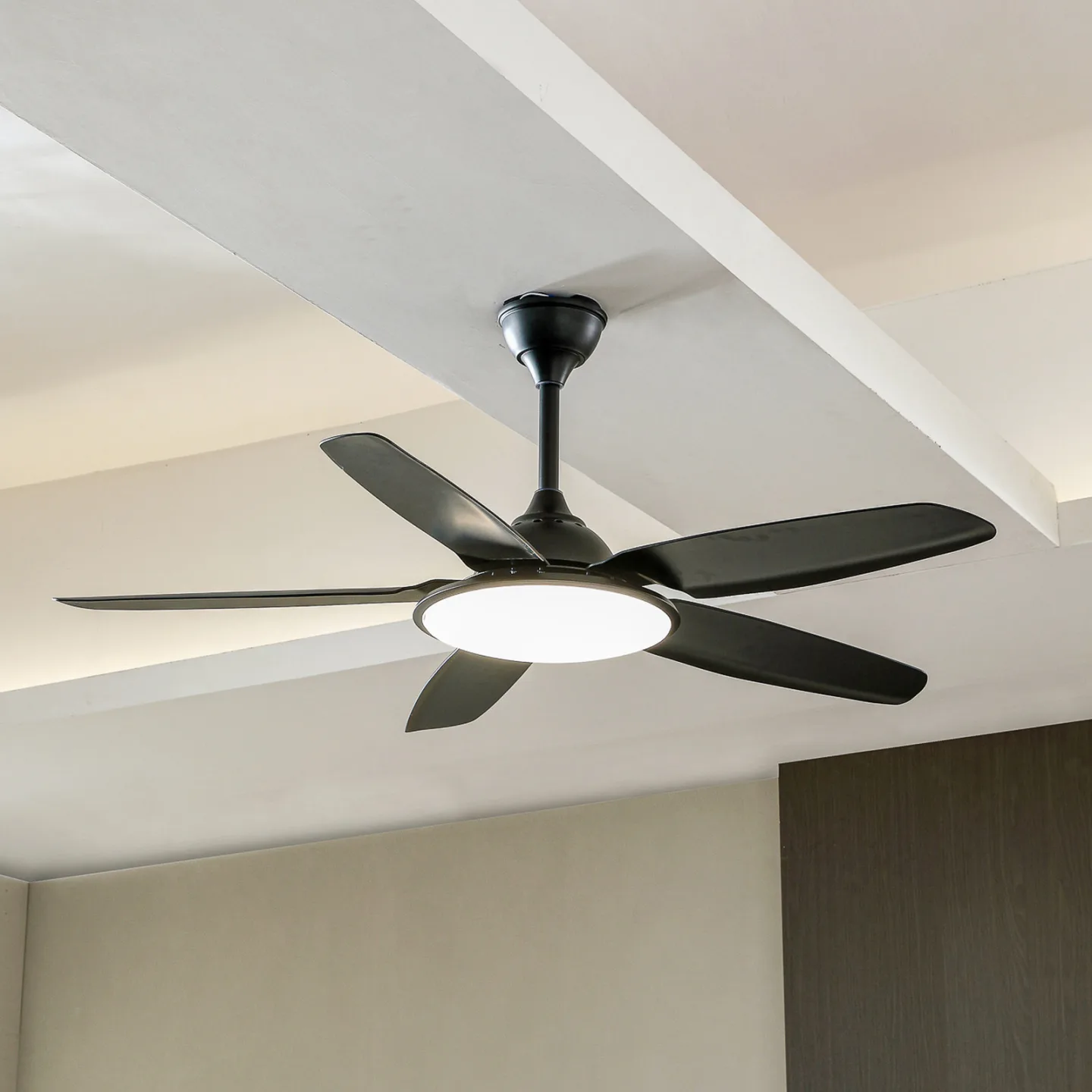 Divian LED-loftventilator, sort, DC, støjsvag, CCT – Lucande - Stue - Moderne - Metal - Med én lyskilde