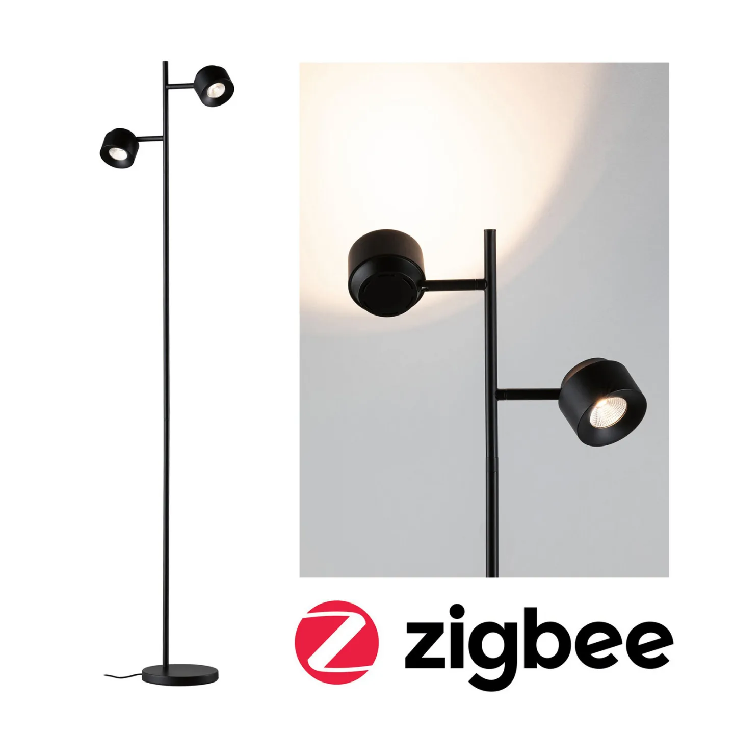 Puric Pane 2 Golvlampa Zigbee Dim. Svart - Paulmann - Vardagsrum - Modern - Metall