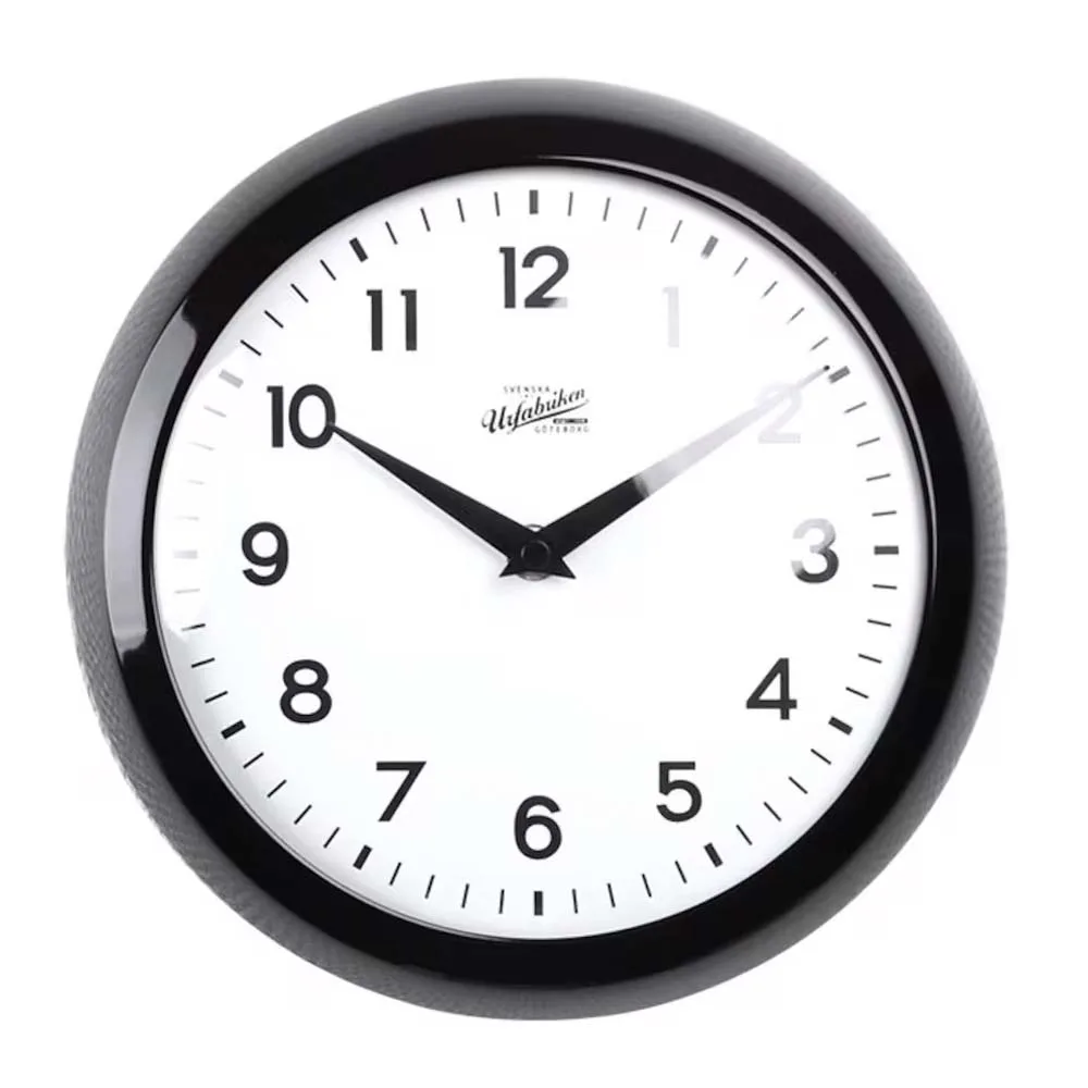 Väggklocka Urfabriken Ø 24 cm Svart