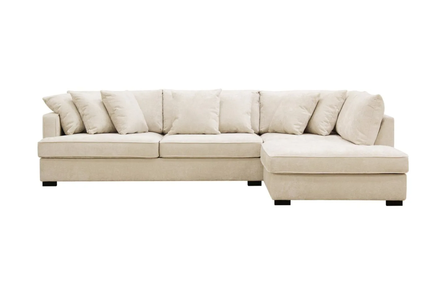 Rossita 4-sits Högervänd L-formad Djup Schäslongsoffa i Chenille - Beige