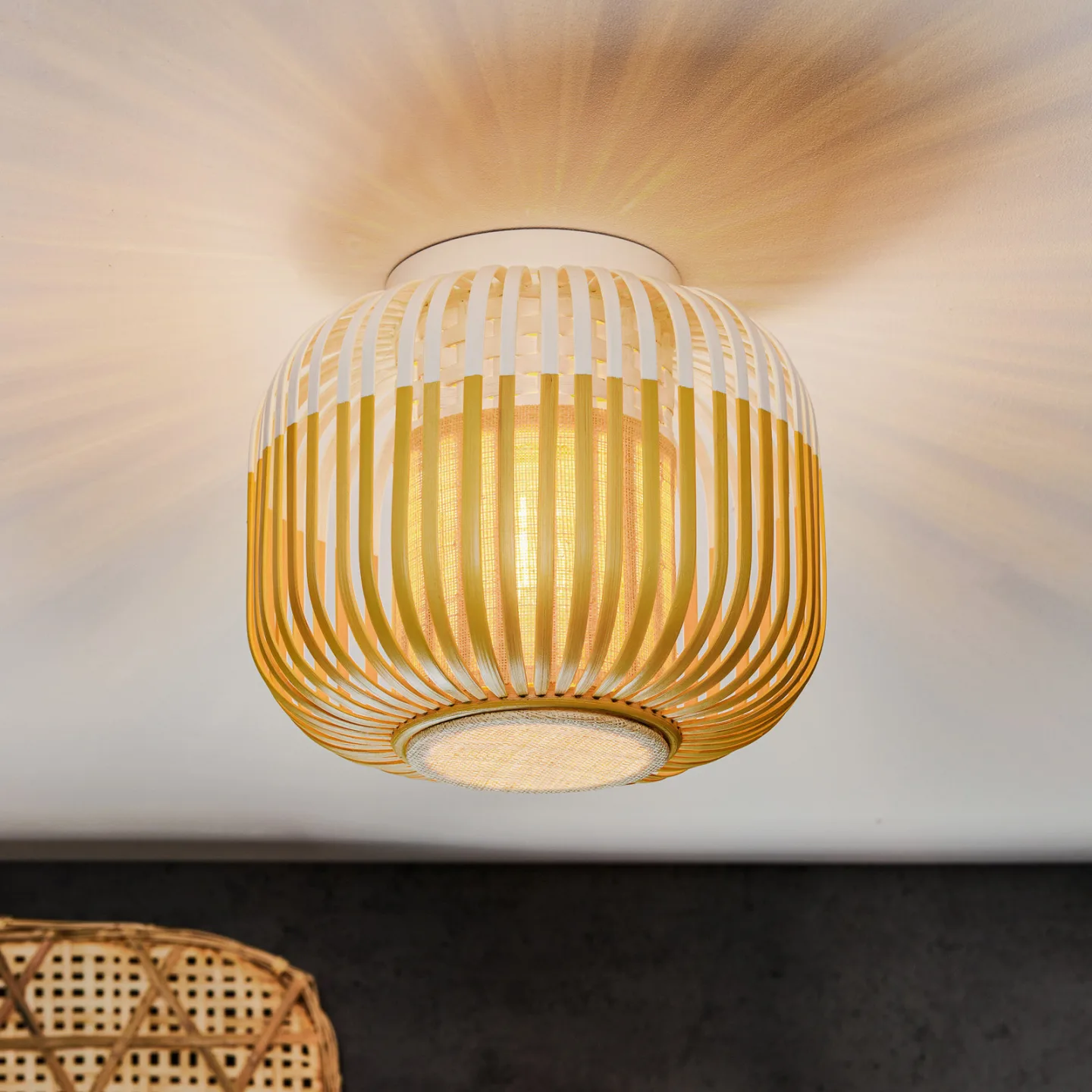 Bamboo taklampa XS White - Forestier Bamboo Light XS - Vardagsrum - Design - Bambu - Rund