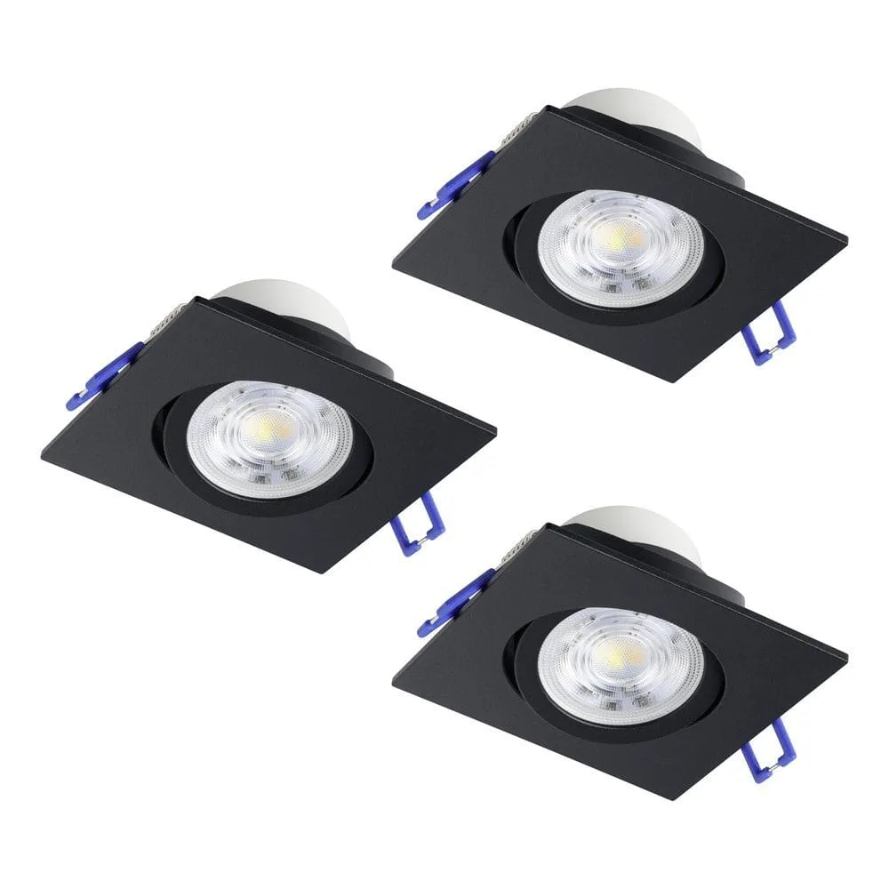 Infälld Lampa Saliceto 88x88 mm 4000K Set om 3 - Svart